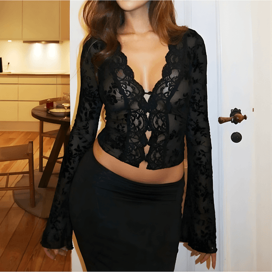 Top Animal Print con Encaje Negro