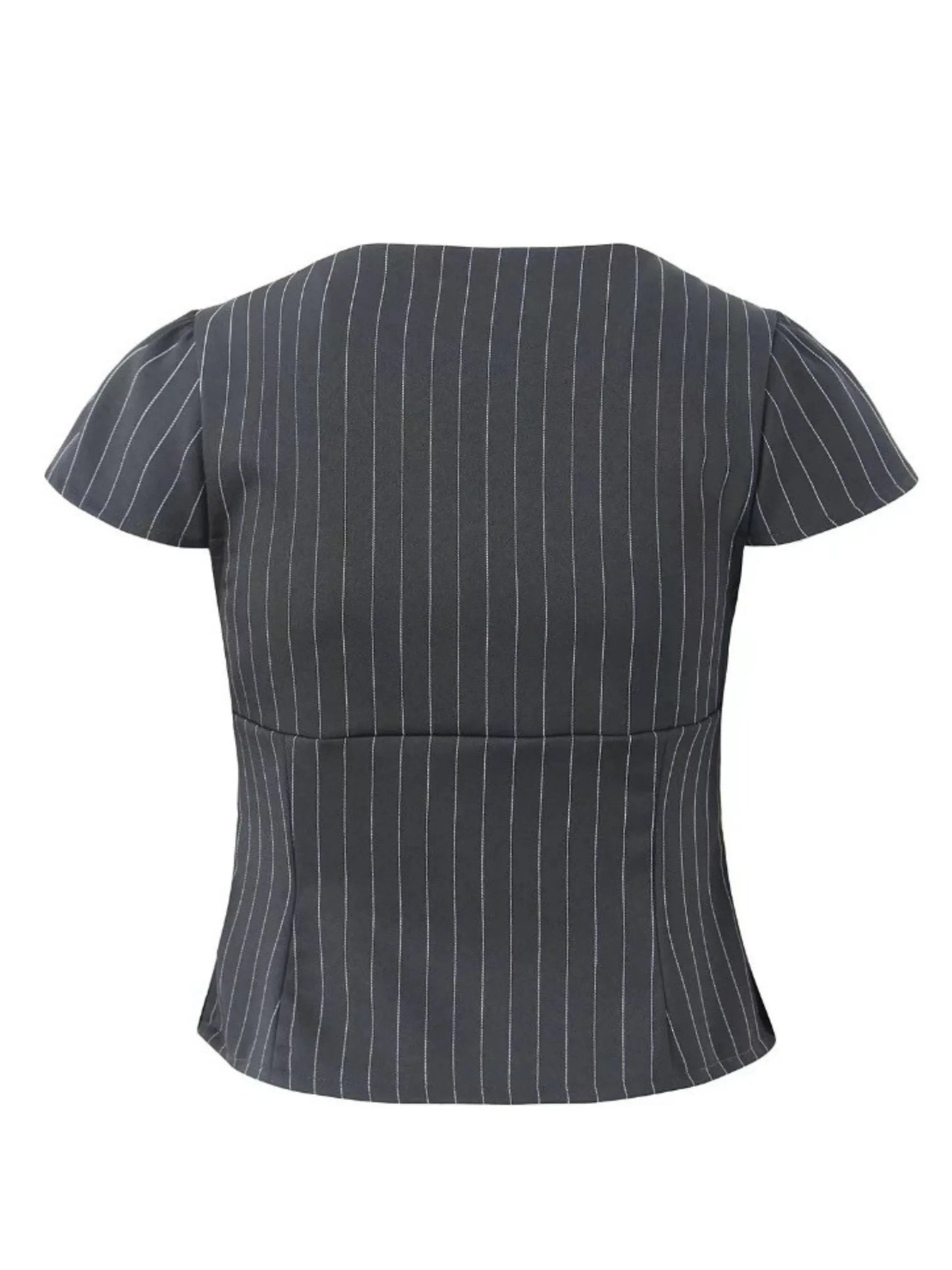 Top Rayado con Doble Cierre – Cuello Cuadrado