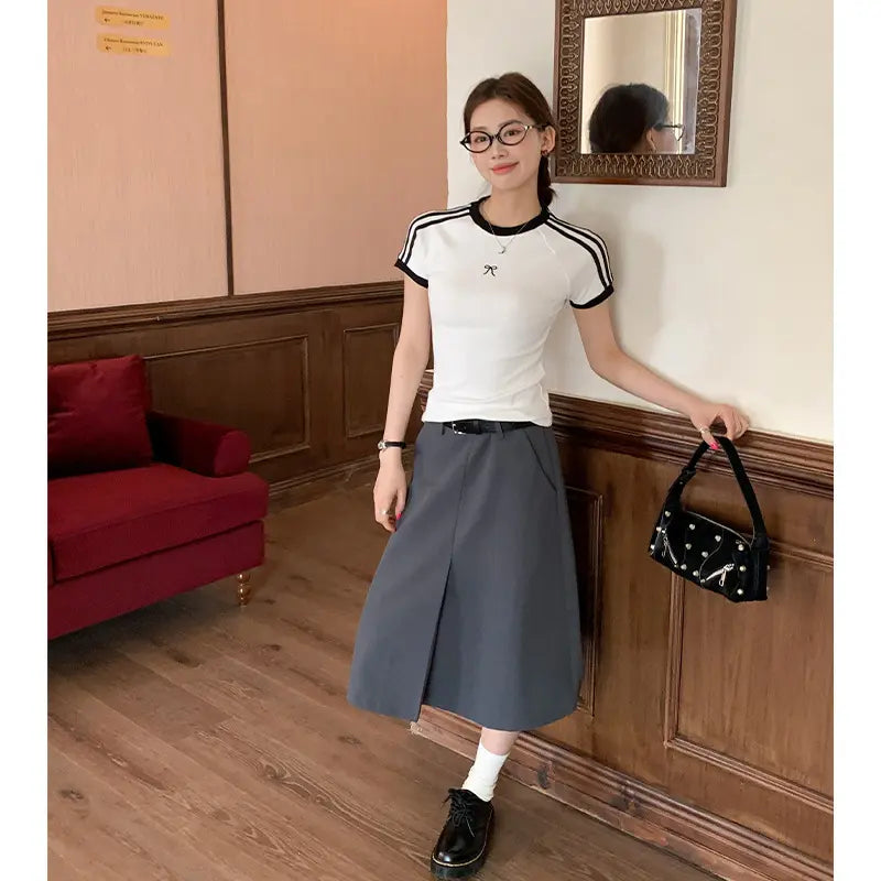 Camiseta Estilo Retro Con Rayas